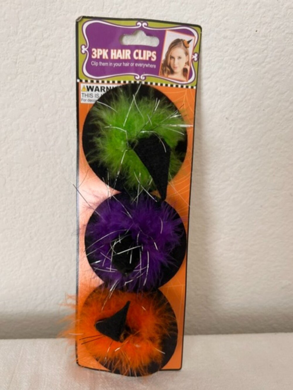 3-Pack Mini Witch Hat Hair Clips NEW